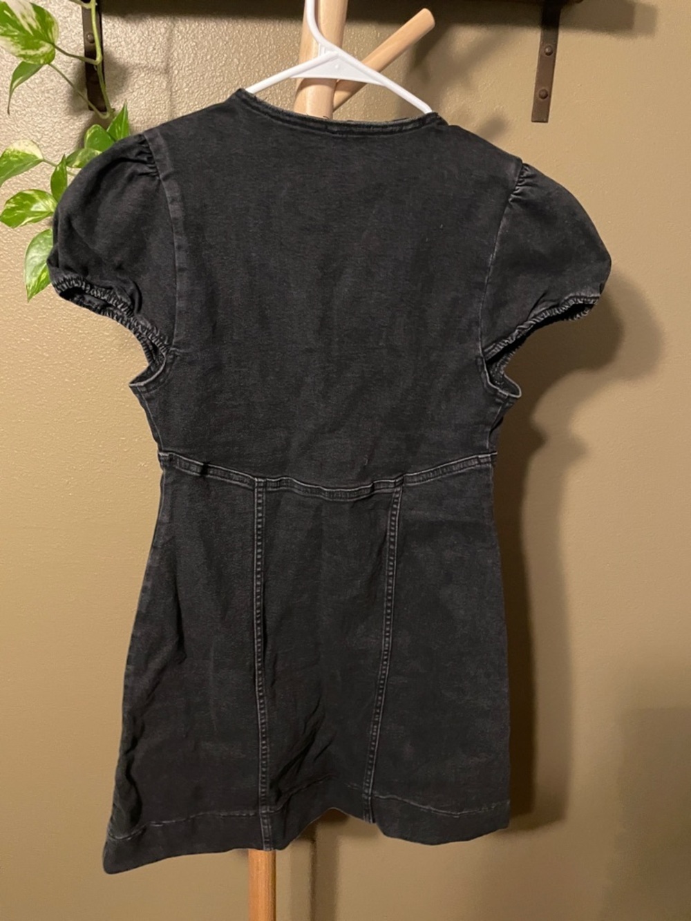 NWOT Free People Dark Denim Mini Dress with Deep V Neck - Picture 4 of 7